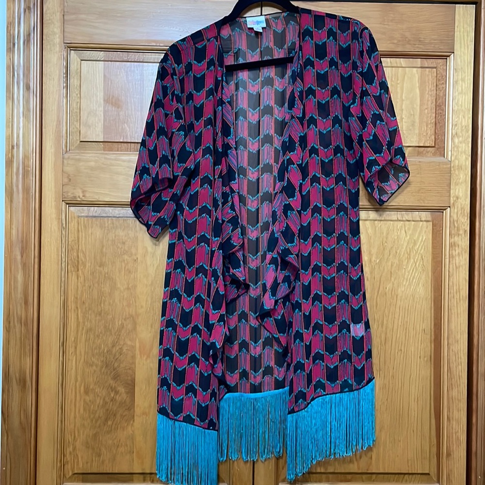 LulaRoe Duster / Kimono, Size Small, Multi color - pink/red/black/green/orange